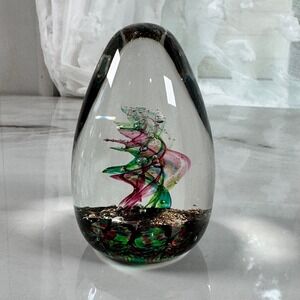 Selkirk Glass Scotland Paperweight Emerald Dance 1993‎ Handmade Art Glass Signed